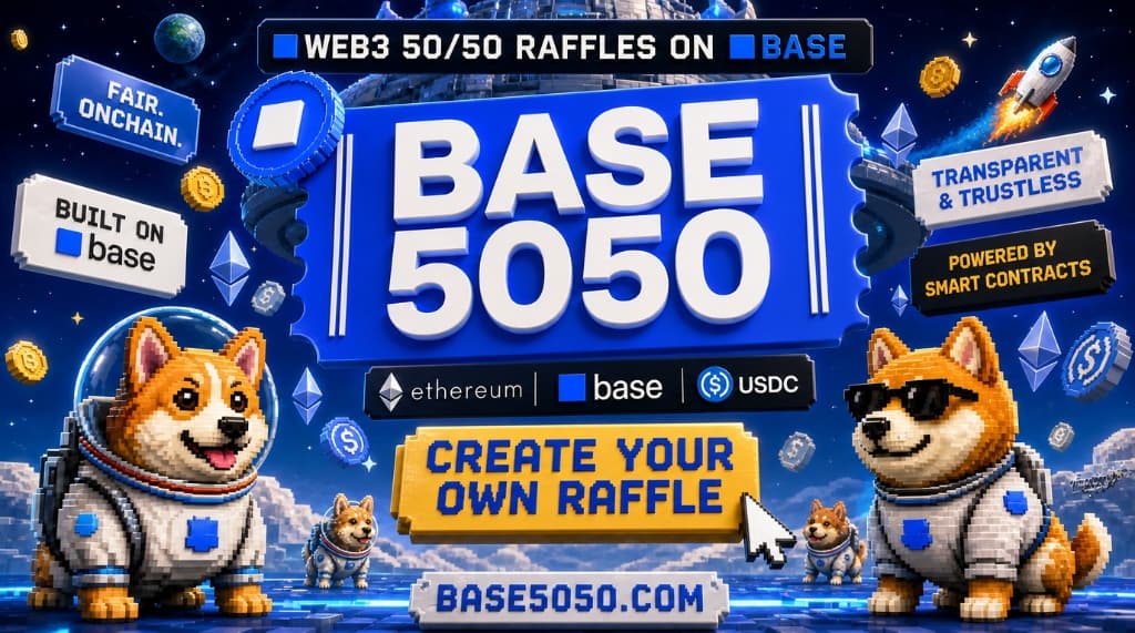 BASE5050 Web3 50/50 raffles on Base