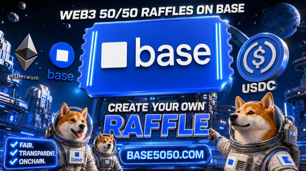 Web3 raffle on BASE5050: transparent ETH and USDC 50/50 raffles on Base